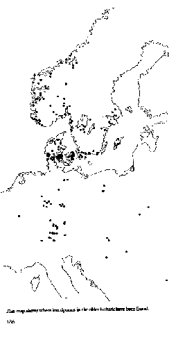 Archaeological locations of runic script in Northern Europe